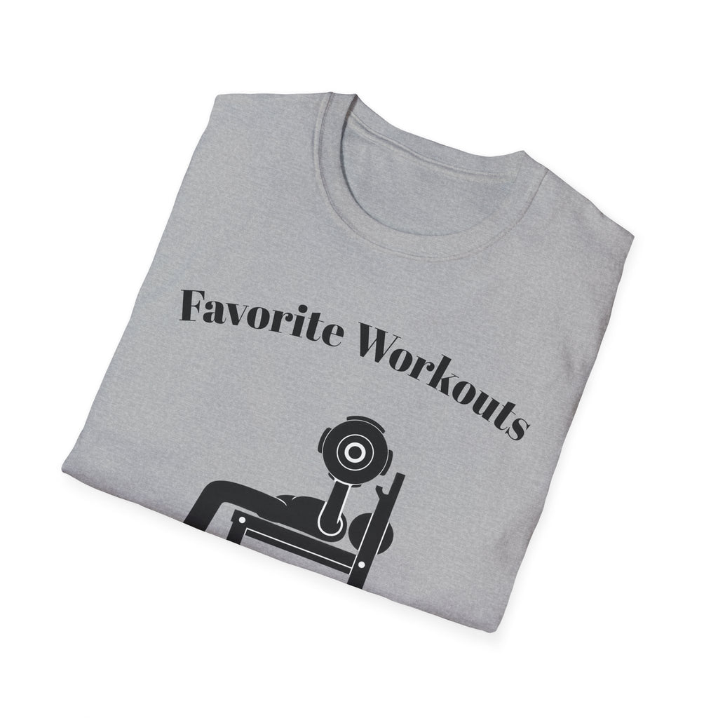 Favorite Workouts T-Shirt — Gym Exercise Icons Tee for Fitness Lovers