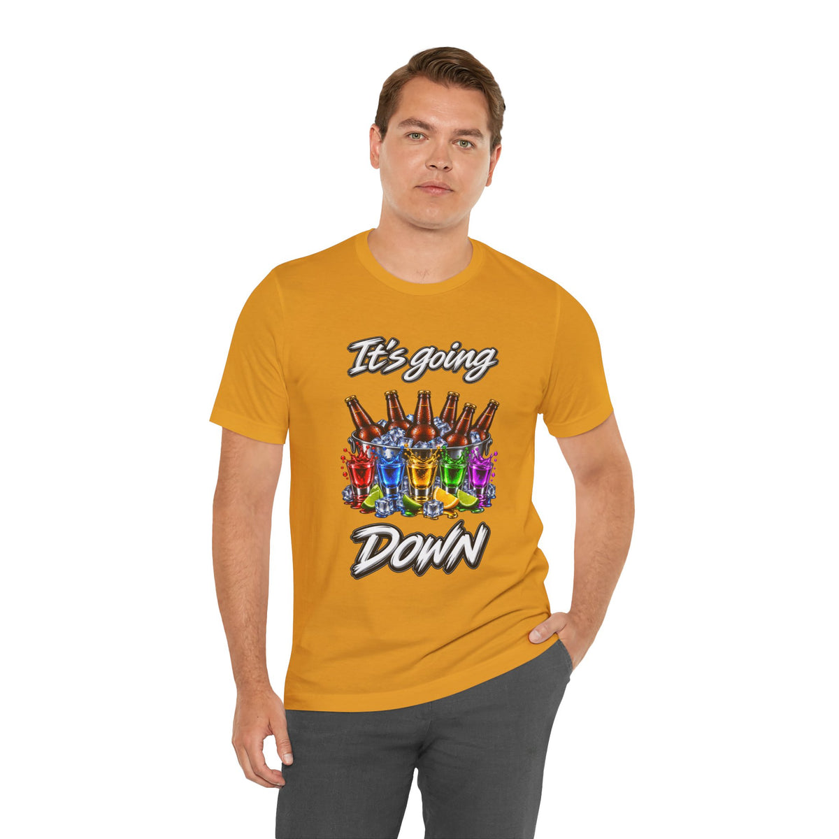 It's Going Down Party T-Shirt — Colorful Bottles and Shots