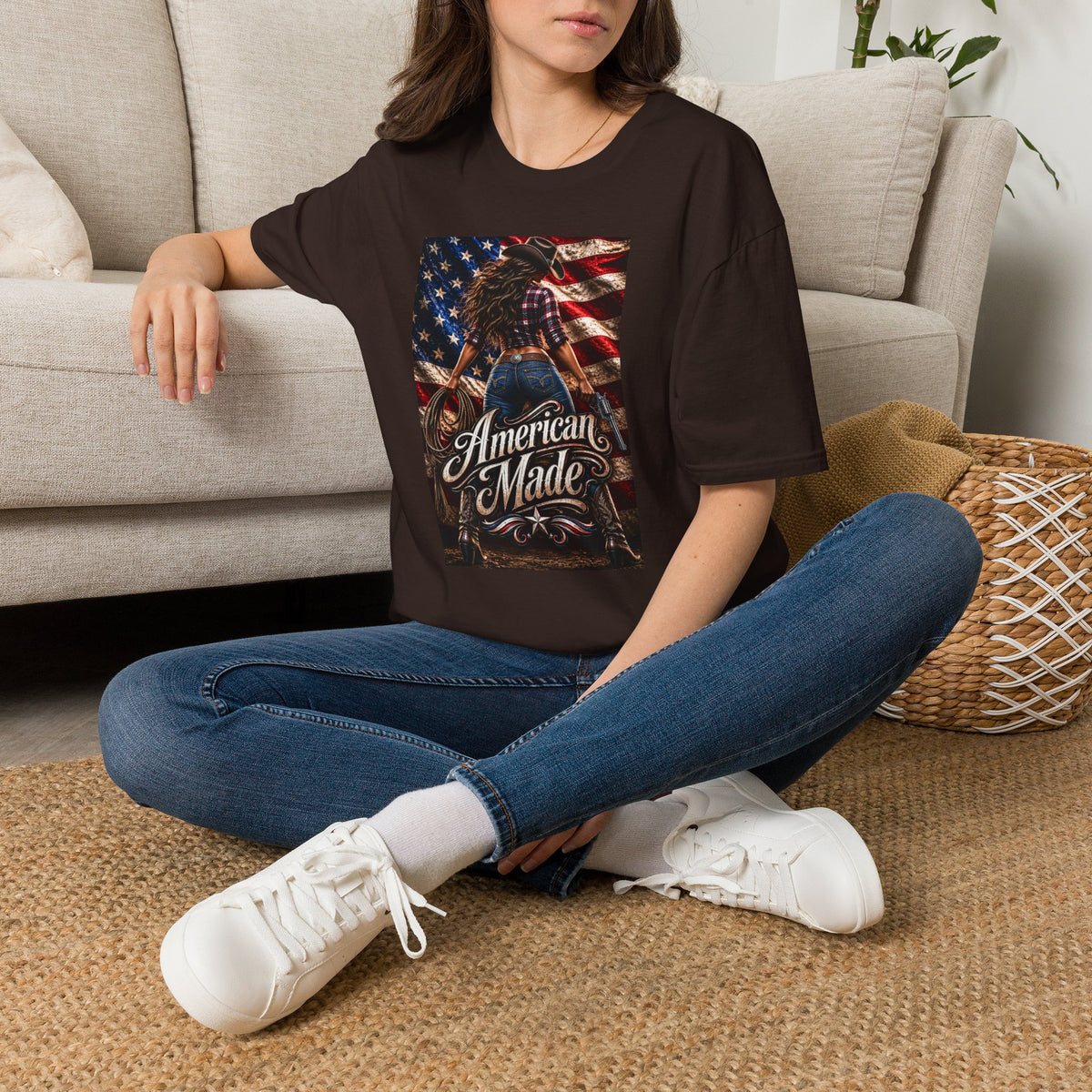 American Made Tee — Patriotic Cowgirl Flag T-Shirt