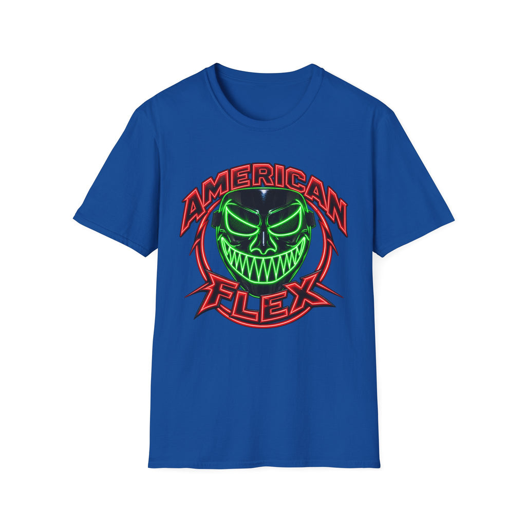 American Flex Graphic T-Shirt — Neon Skull Patriotic Streetwear