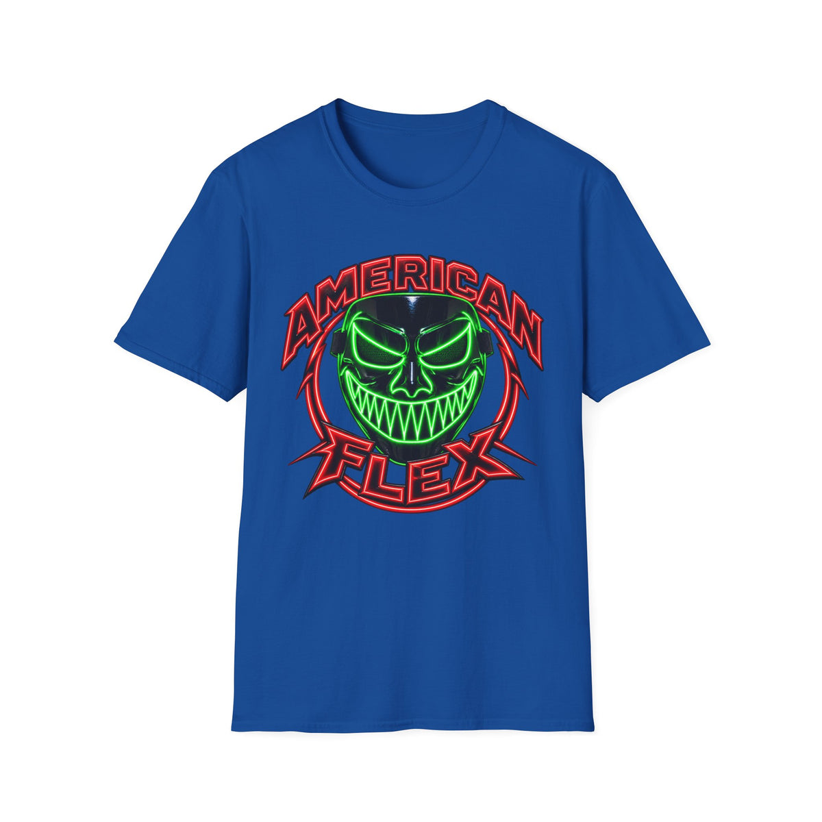 American Flex Graphic T-Shirt — Neon Skull Patriotic Streetwear