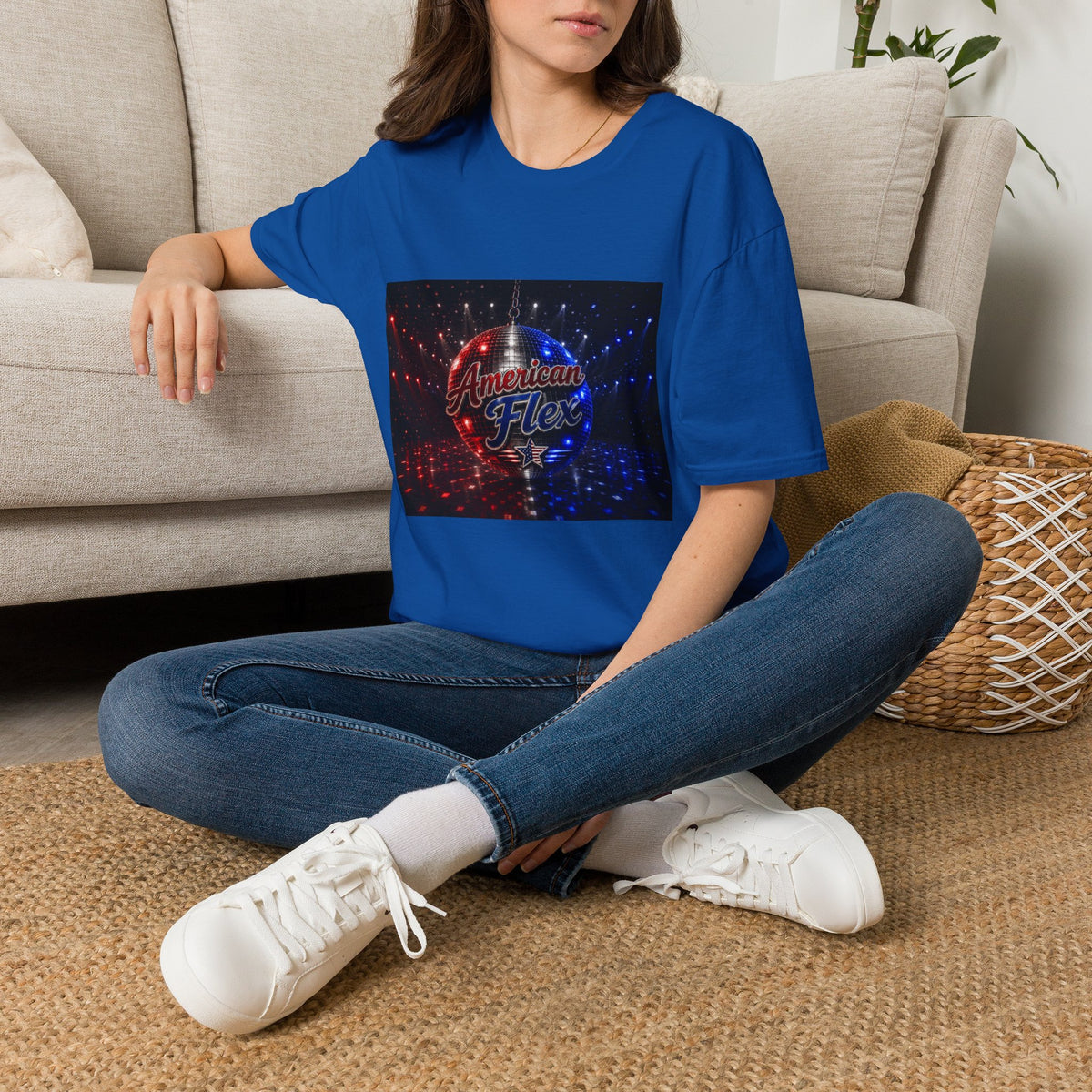 American Flex v2 T-Shirt — Patriotic Disco Graphic Tee