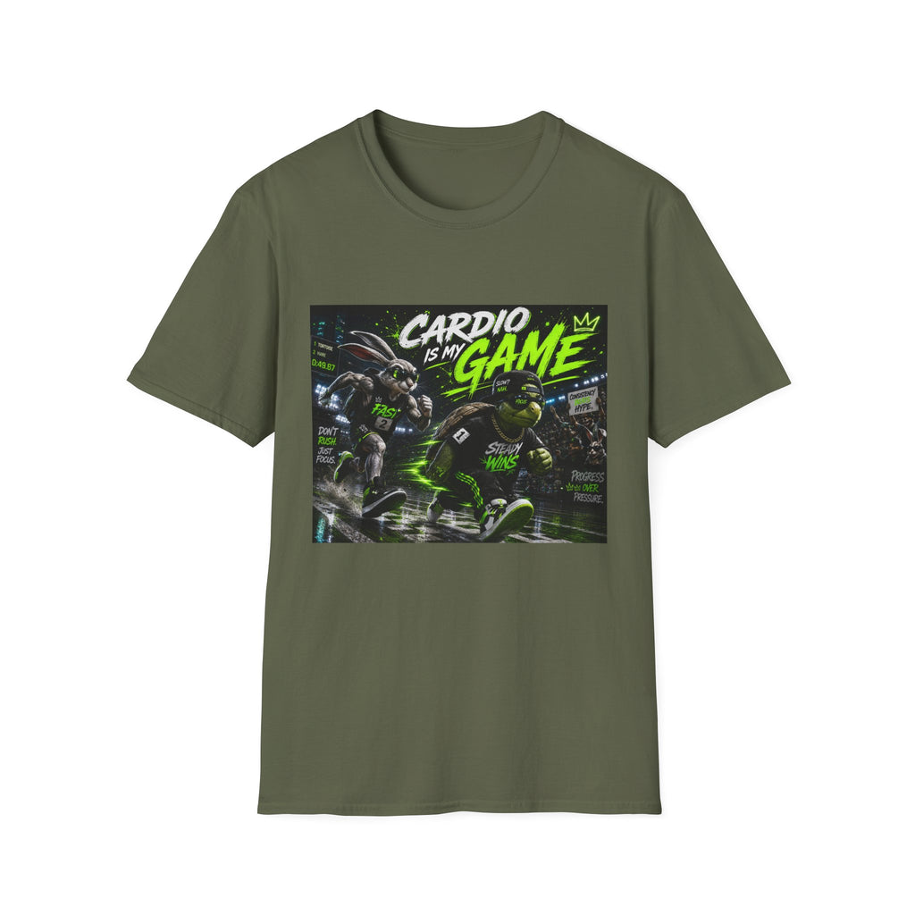 Cardio Is My Game T-Shirt — Neon Fitness Gamer Tee