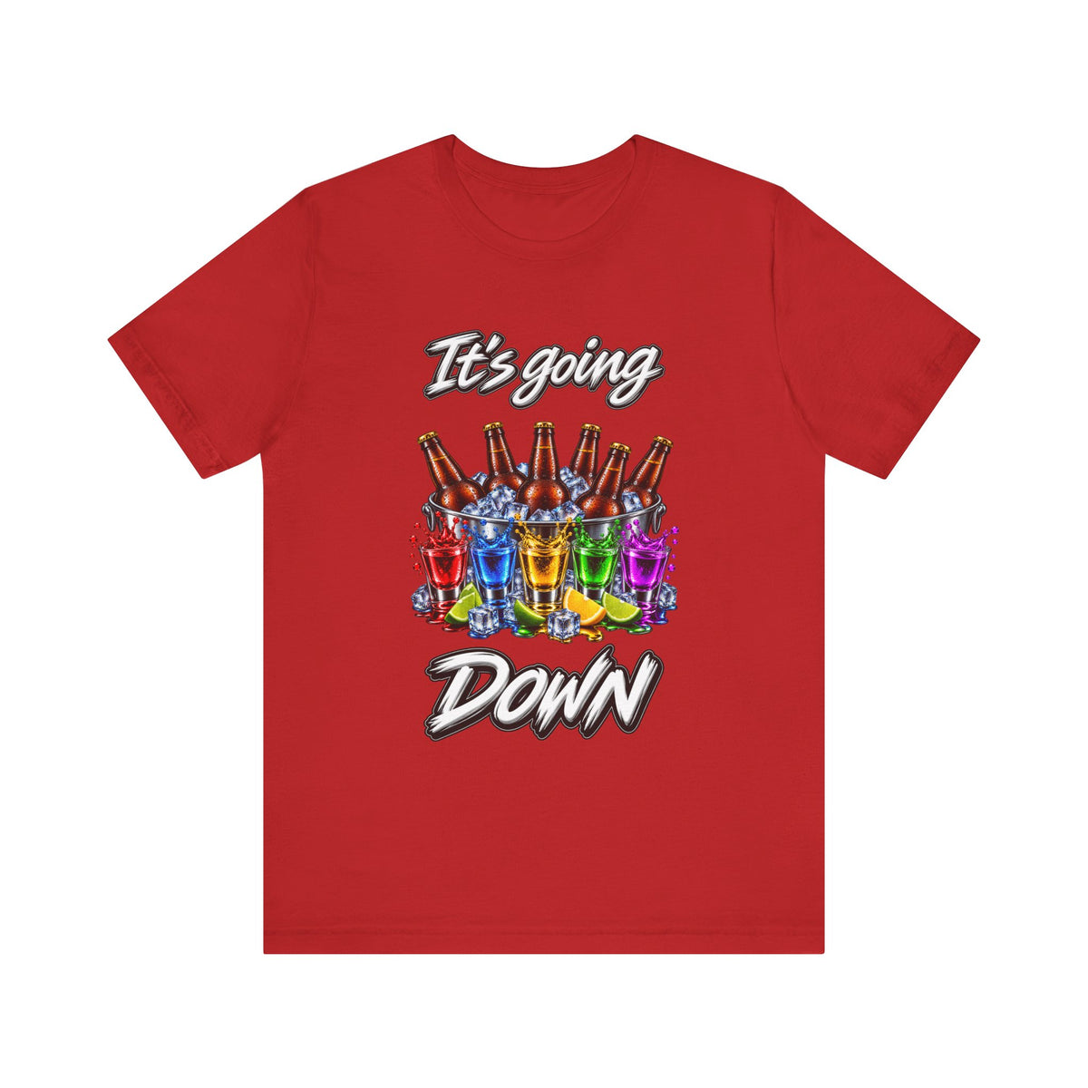 It's Going Down Party T-Shirt — Colorful Bottles and Shots