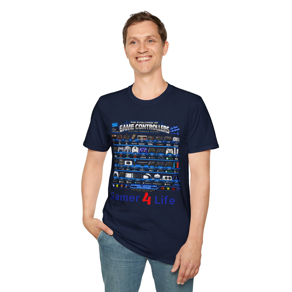 'Gamer 4 Life' Graphic Tee - Game Controllers Evolution