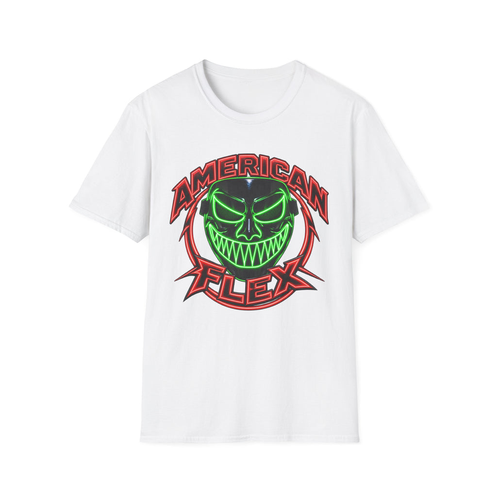 American Flex Graphic T-Shirt — Neon Skull Patriotic Streetwear