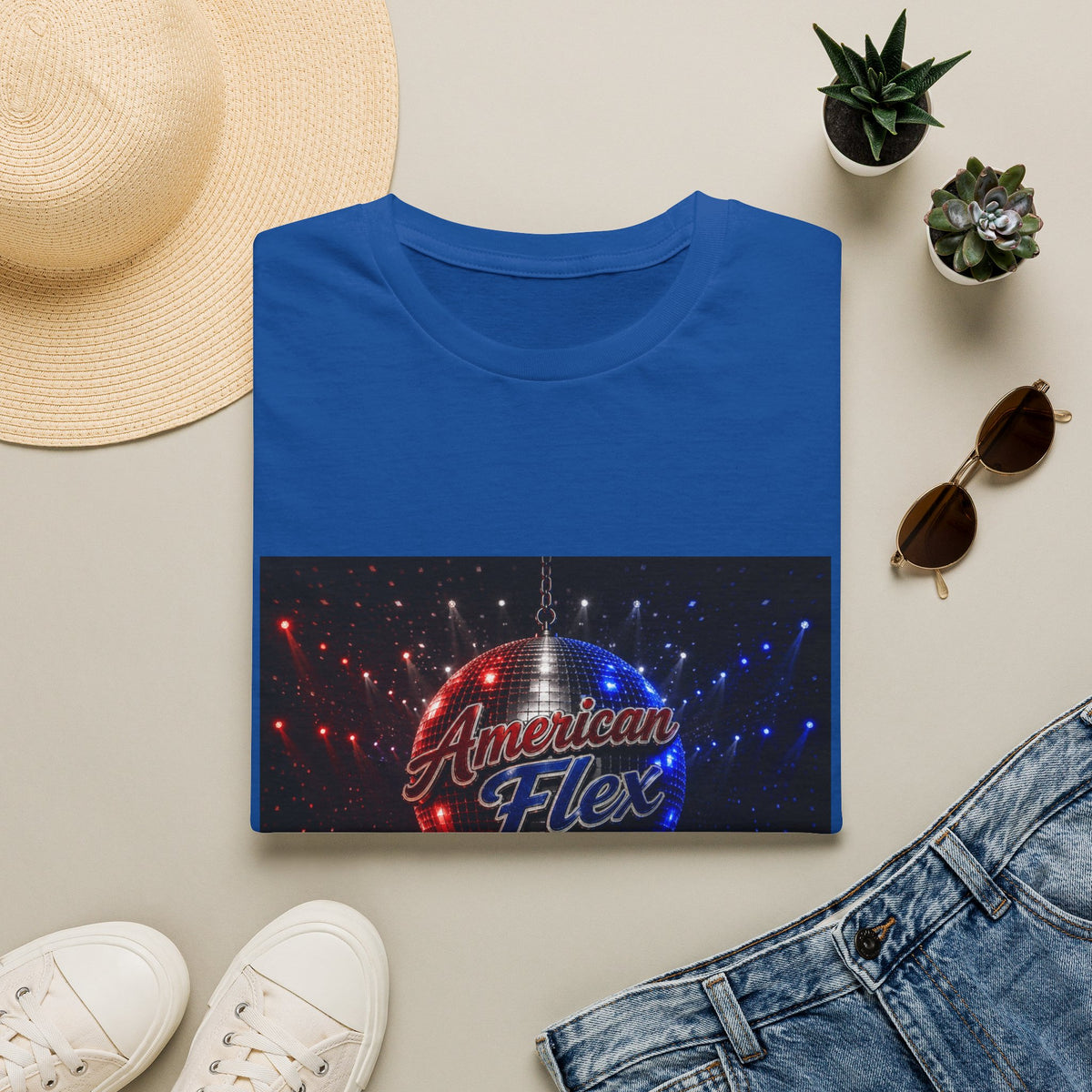 American Flex v2 T-Shirt — Patriotic Disco Graphic Tee