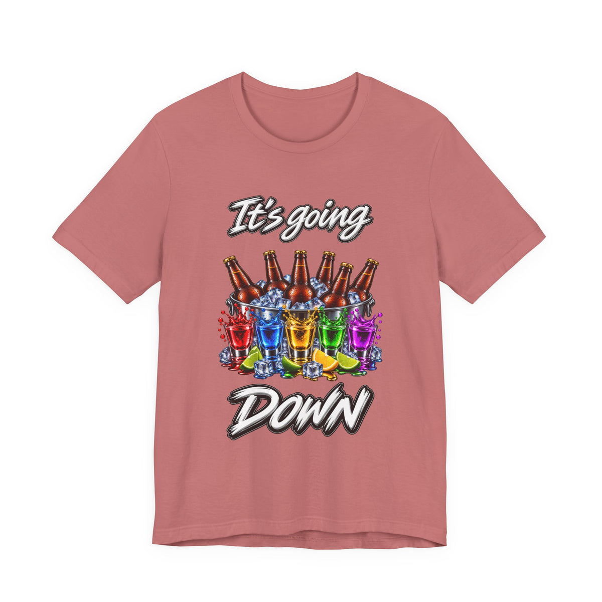 It's Going Down Party T-Shirt — Colorful Bottles and Shots