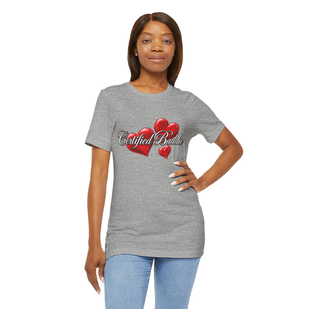"Certified Baddie" Red Hearts Graphic Tee