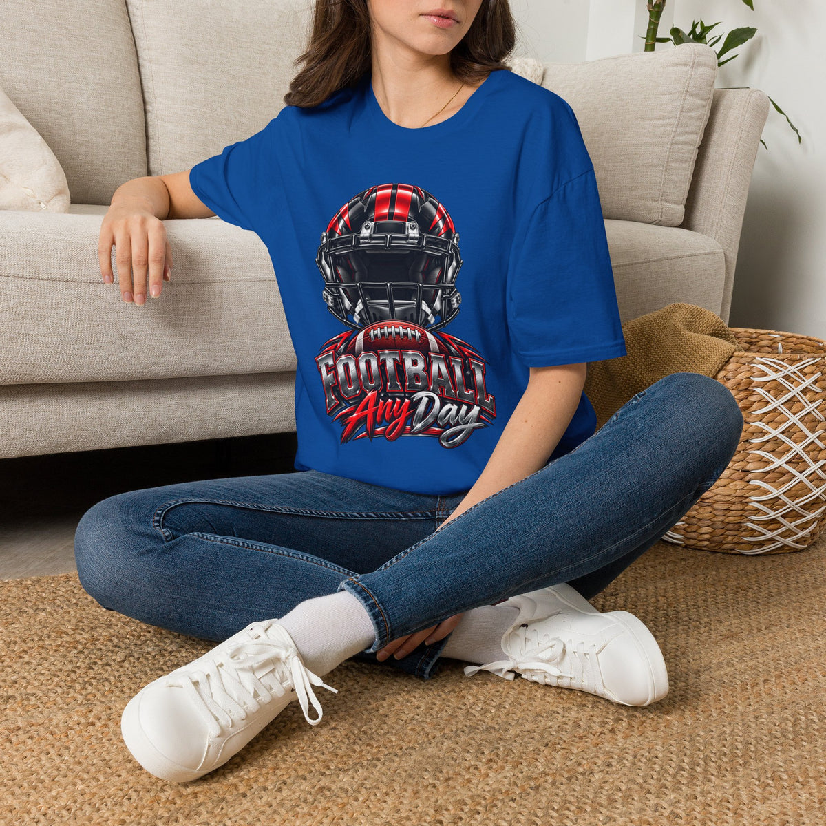Football Any Day T-Shirt — Helmet Graphic Tee for Football Fans