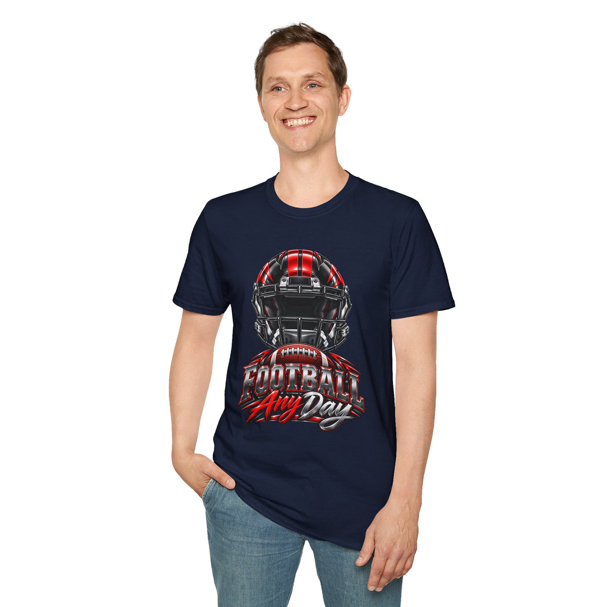 Football Any Day T-Shirt — Helmet Graphic Tee for Football Fans