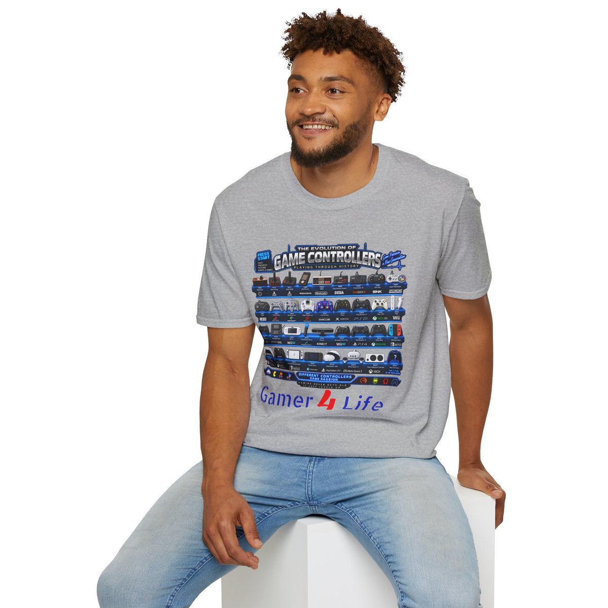 'Gamer 4 Life' Graphic Tee - Game Controllers Evolution