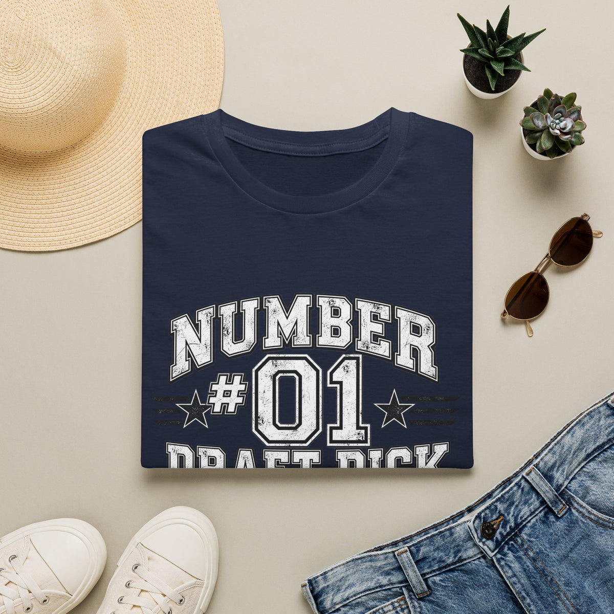 Number #01 Draft Pick T‑Shirt — Retro Sports Jersey Graphic
