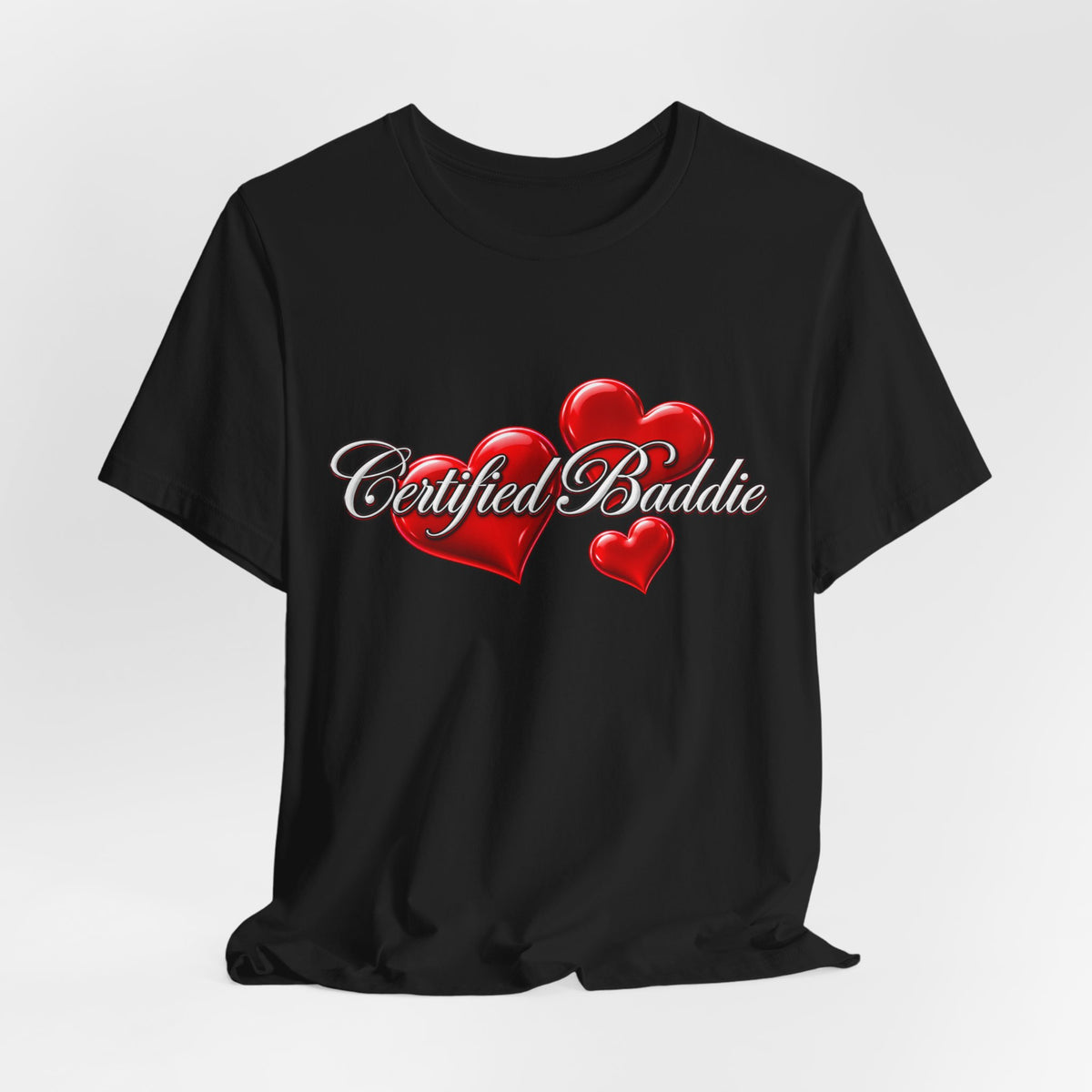 "Certified Baddie" Red Hearts Graphic Tee
