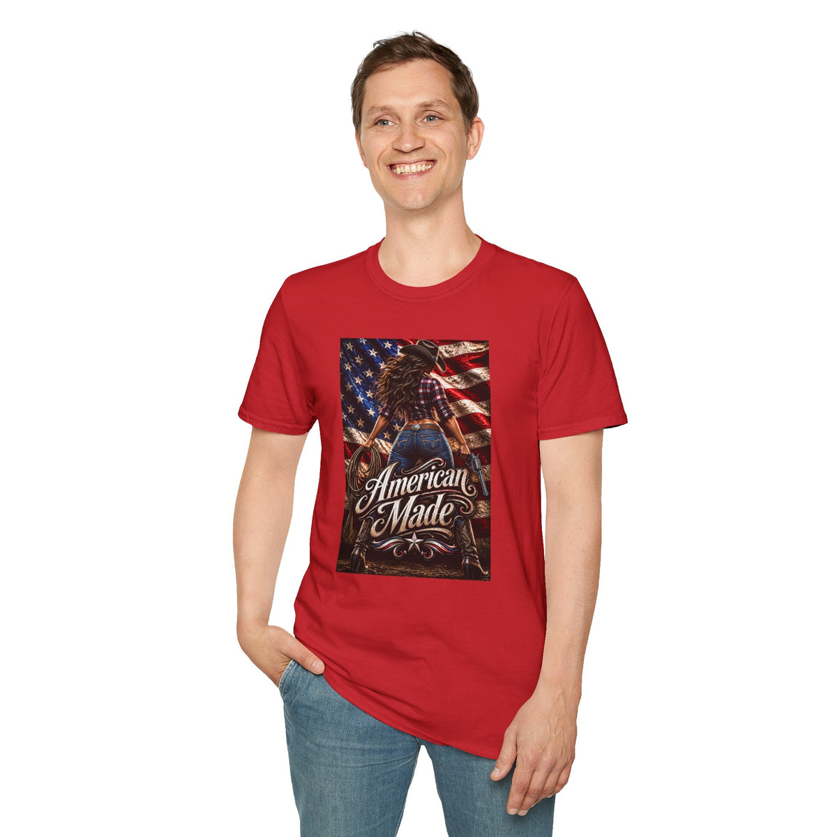 American Made Tee — Patriotic Cowgirl Flag T-Shirt