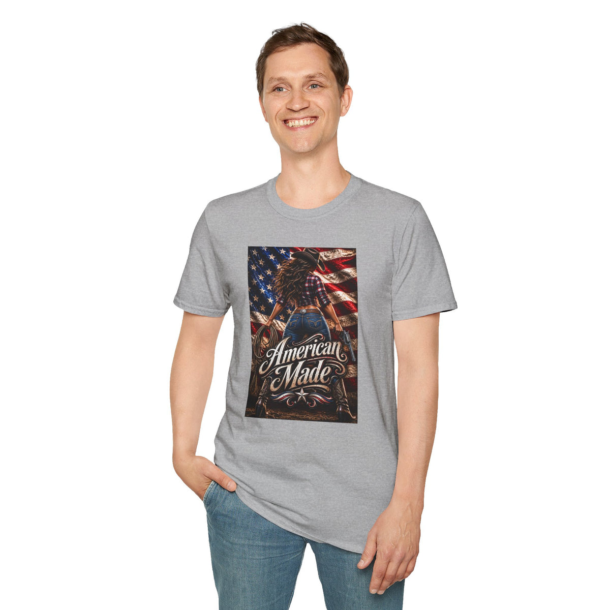 American Made Tee — Patriotic Cowgirl Flag T-Shirt