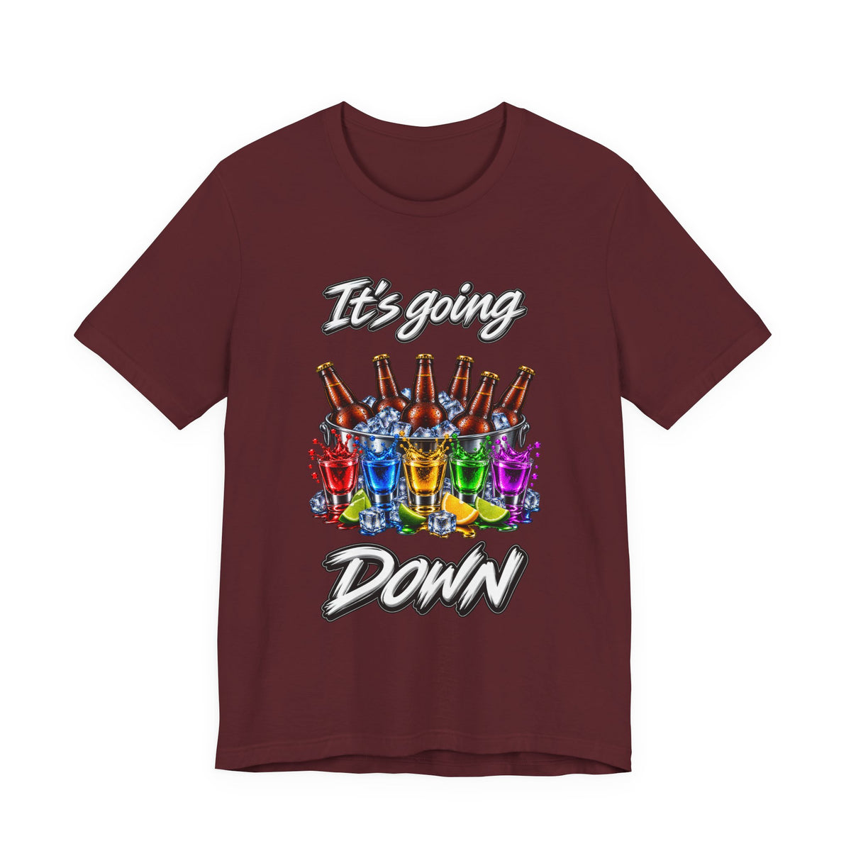 It's Going Down Party T-Shirt — Colorful Bottles and Shots