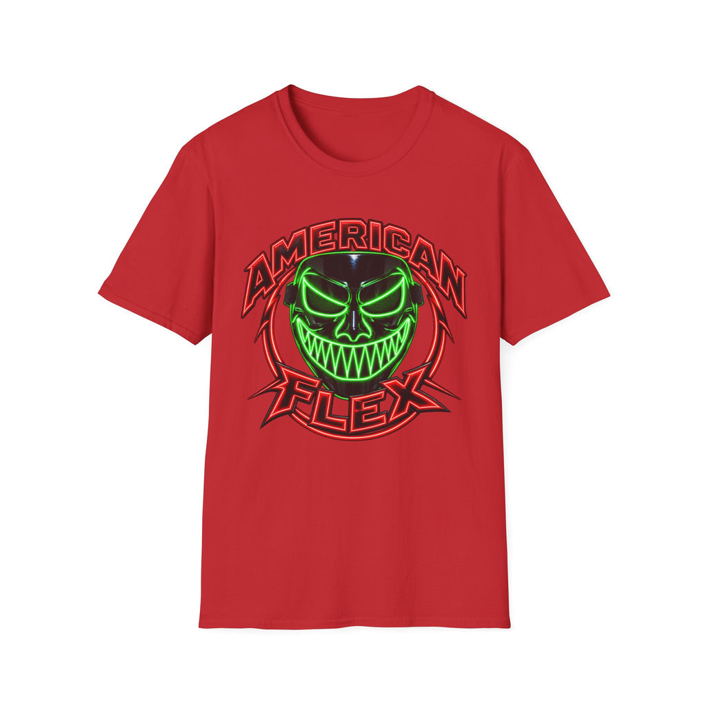 American Flex Graphic T-Shirt — Neon Skull Patriotic Streetwear