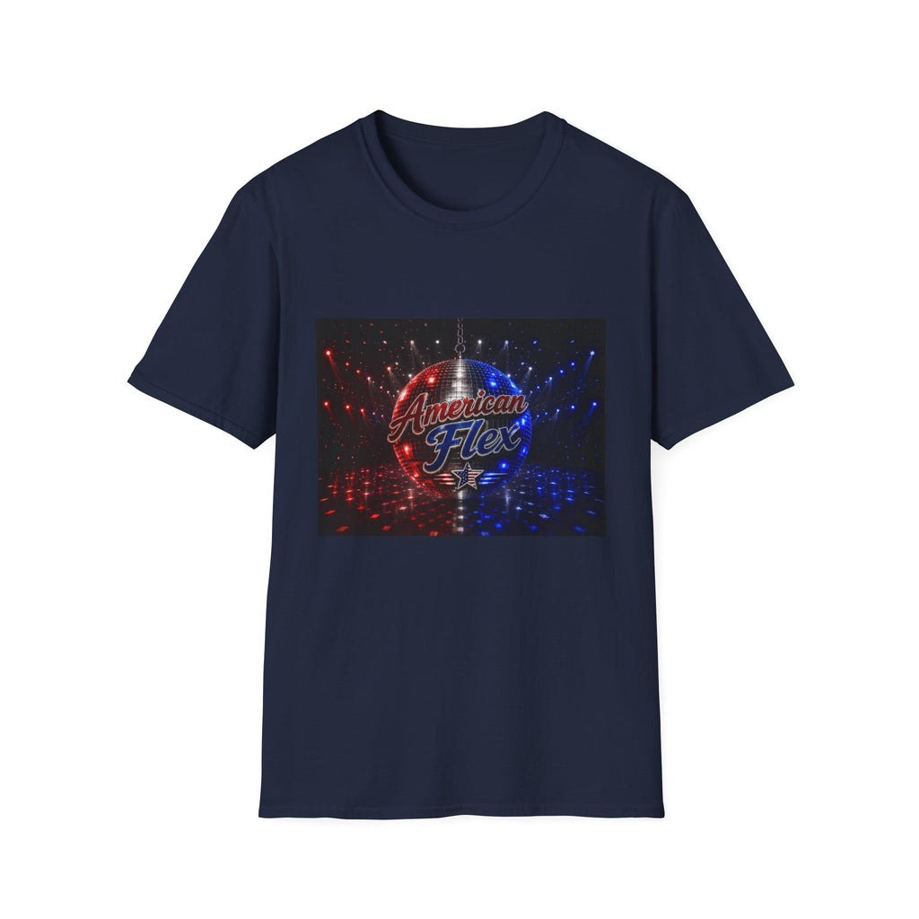 American Flex v2 T-Shirt — Patriotic Disco Graphic Tee