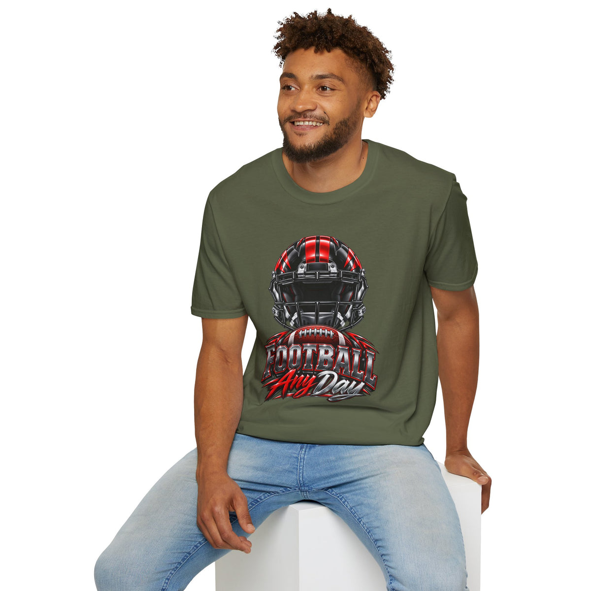 Football Any Day T-Shirt — Helmet Graphic Tee for Football Fans