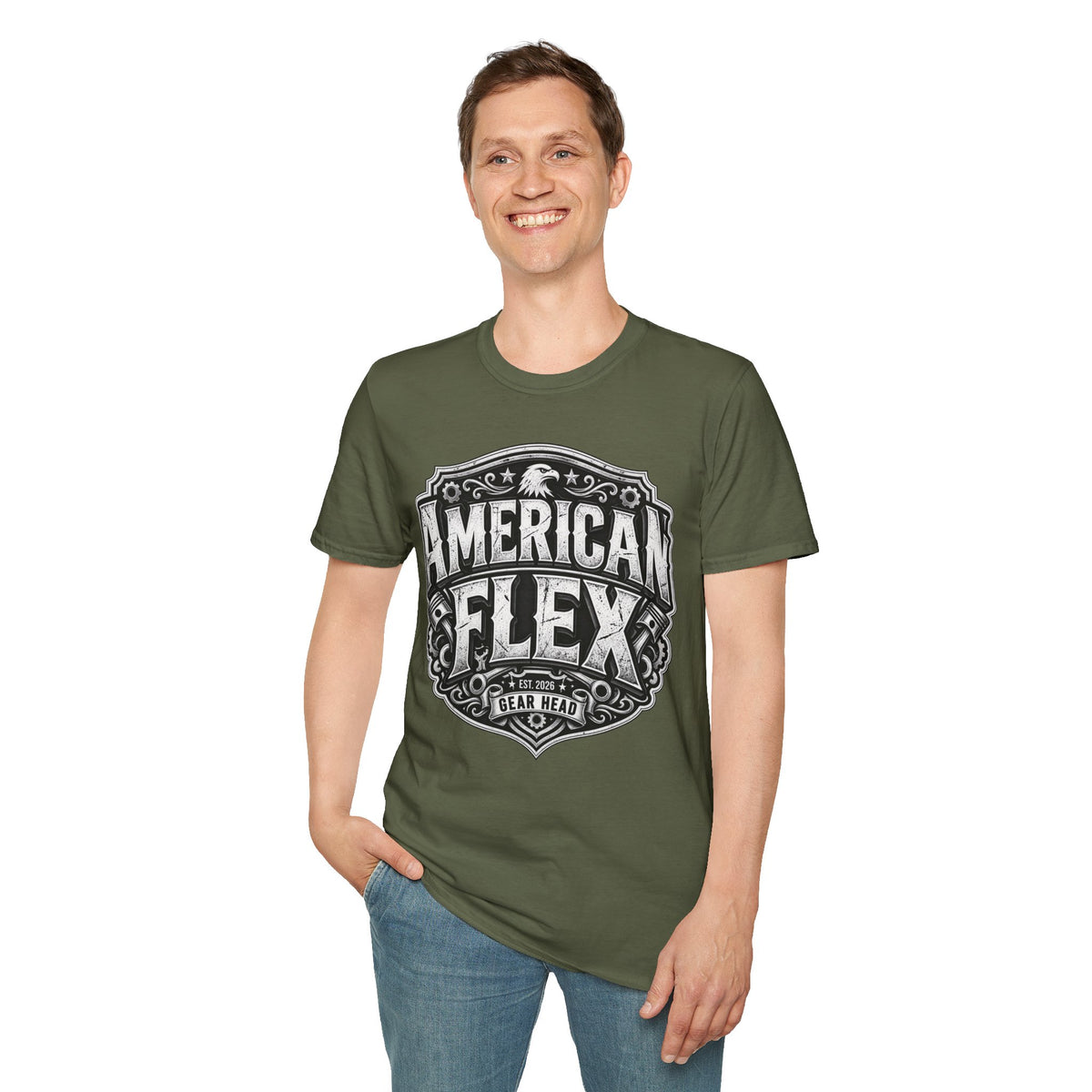 American Flex T‑Shirt — Vintage Patriotic Eagle Graphic Tee