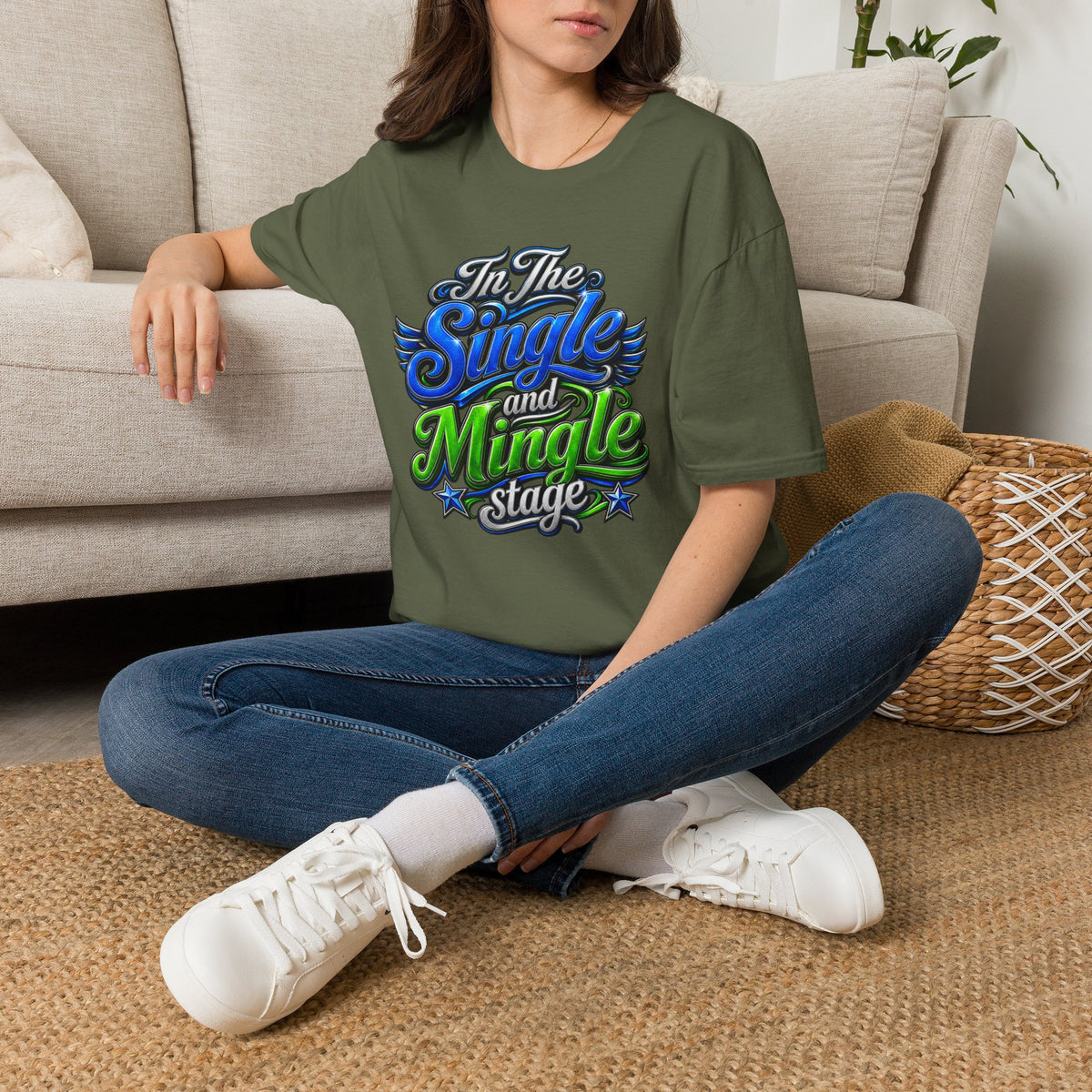 "In The Single and Mingle Stage" T-Shirt — Fun Party Tee