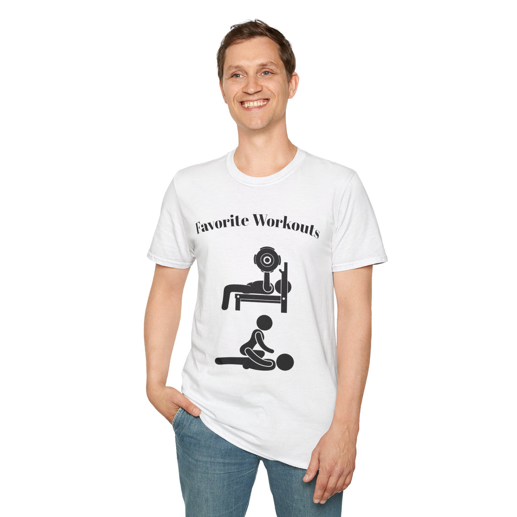 Favorite Workouts T-Shirt — Gym Exercise Icons Tee for Fitness Lovers