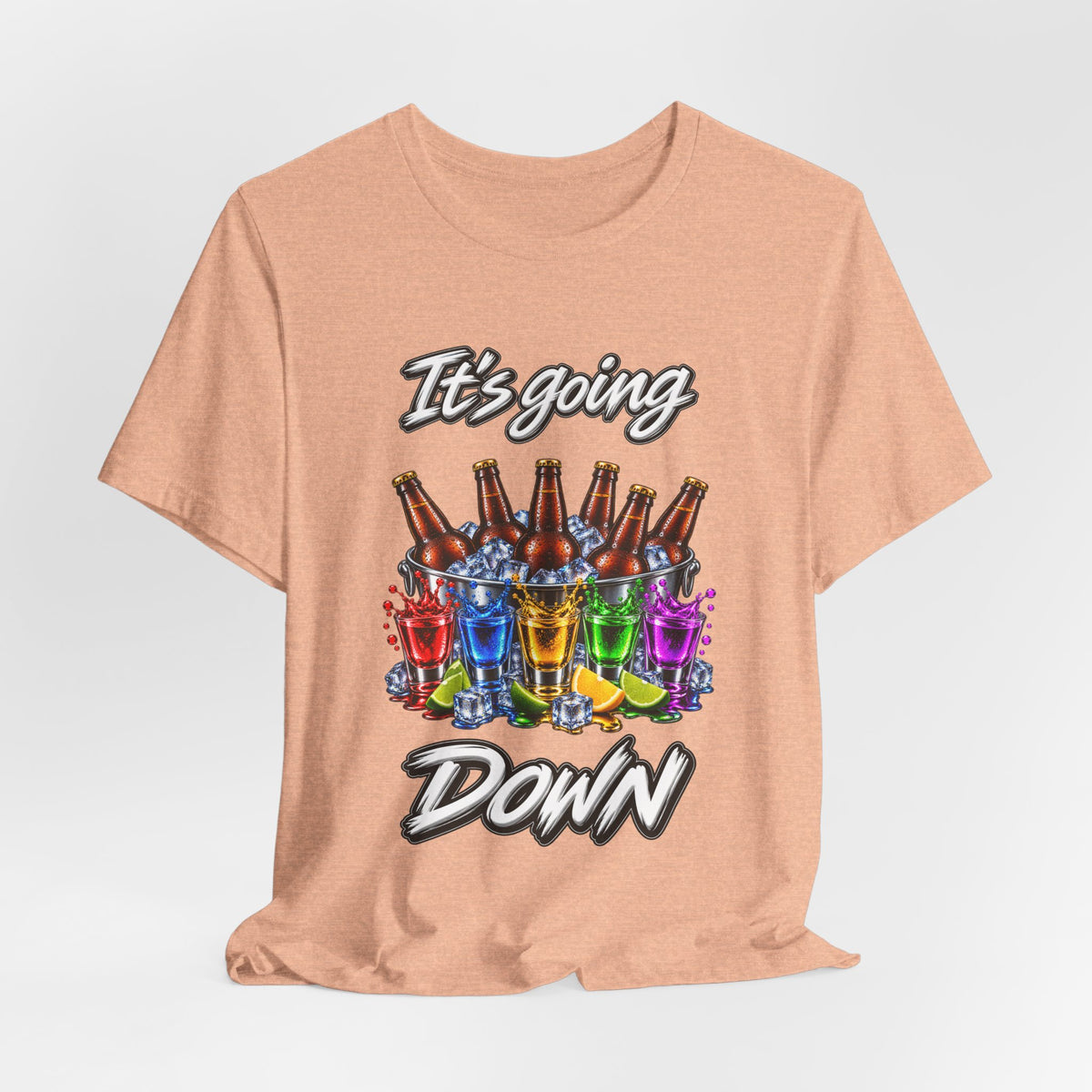 It's Going Down Party T-Shirt — Colorful Bottles and Shots