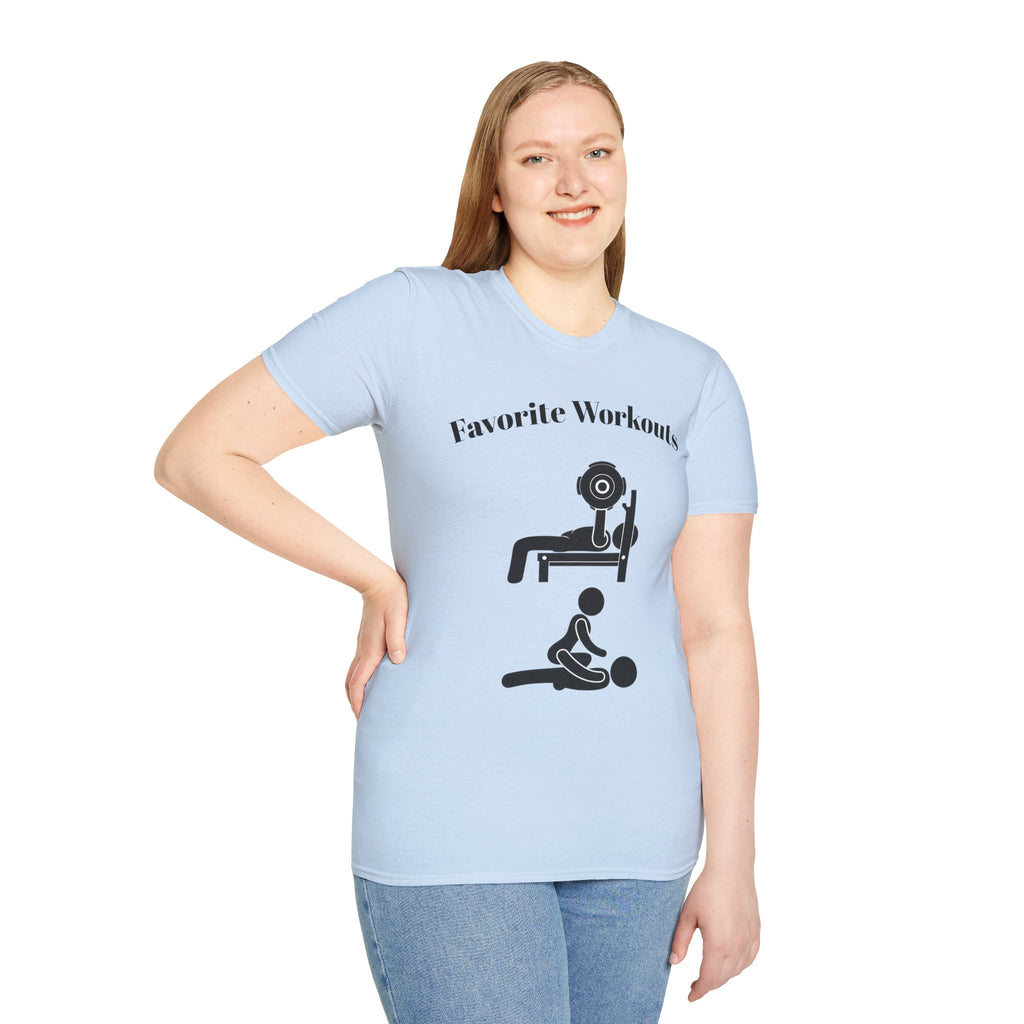 Favorite Workouts T-Shirt — Gym Exercise Icons Tee for Fitness Lovers
