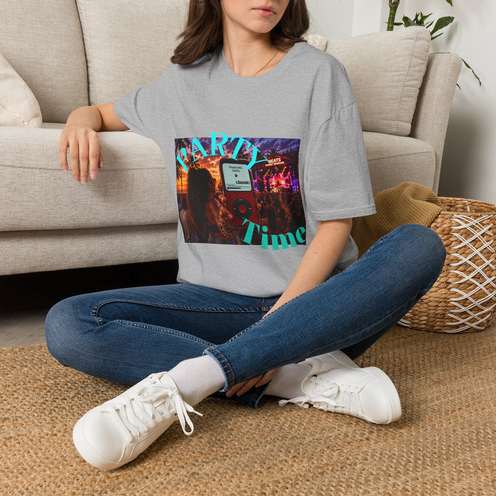 Party Time T-Shirt — Retro Concert Sunset Graphic with 'PARTY' & 'Vibes'