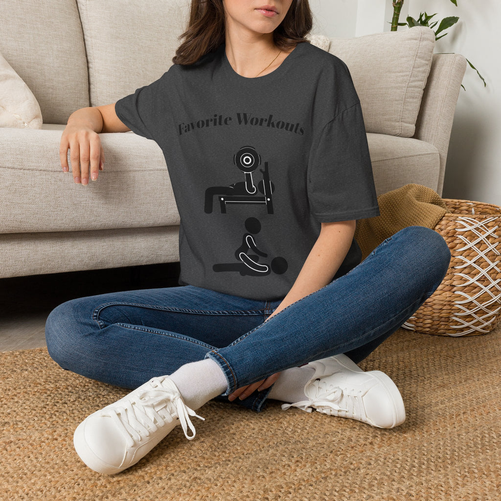 Favorite Workouts T-Shirt — Gym Exercise Icons Tee for Fitness Lovers