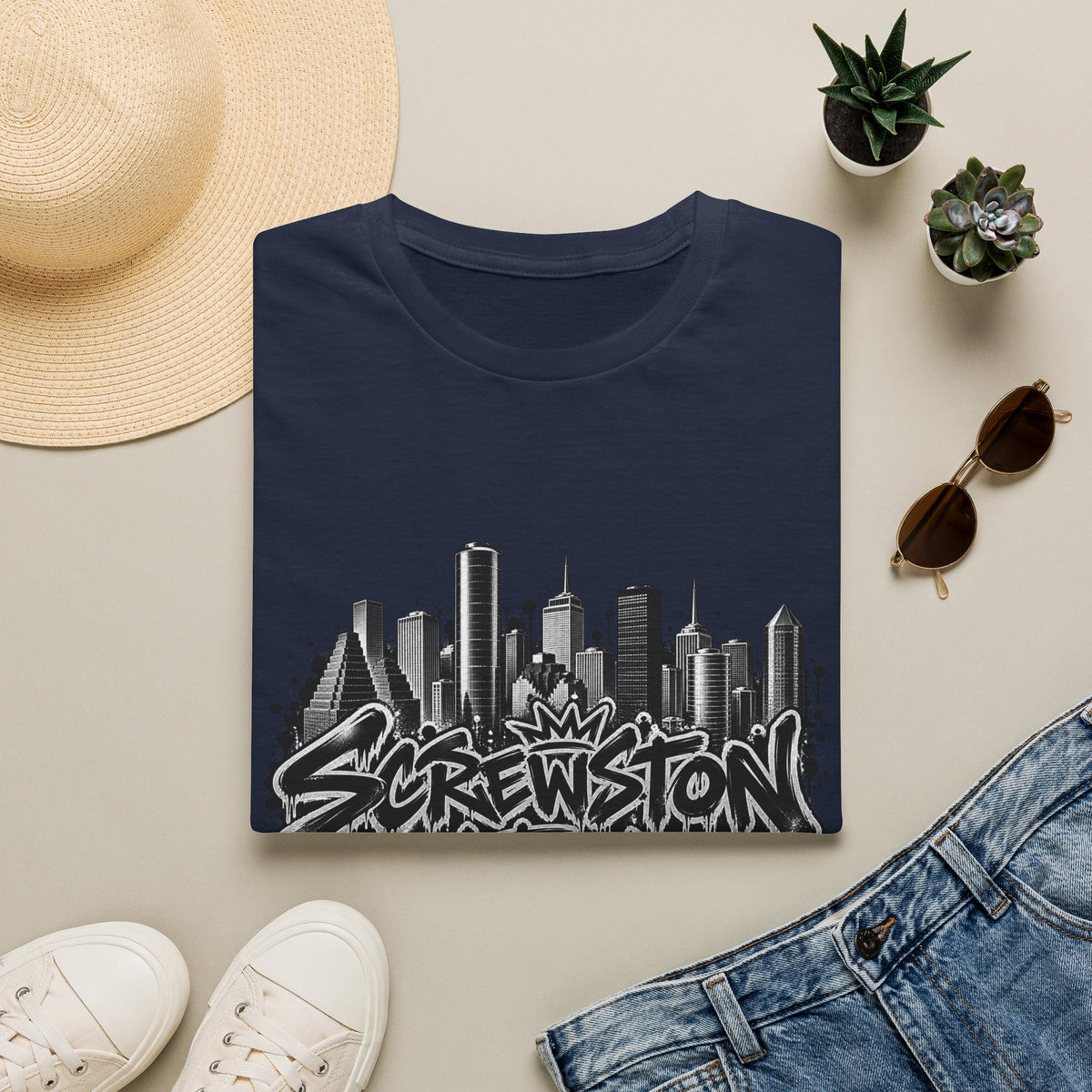 Screwston City  H-Town Skyline Graphic Tee