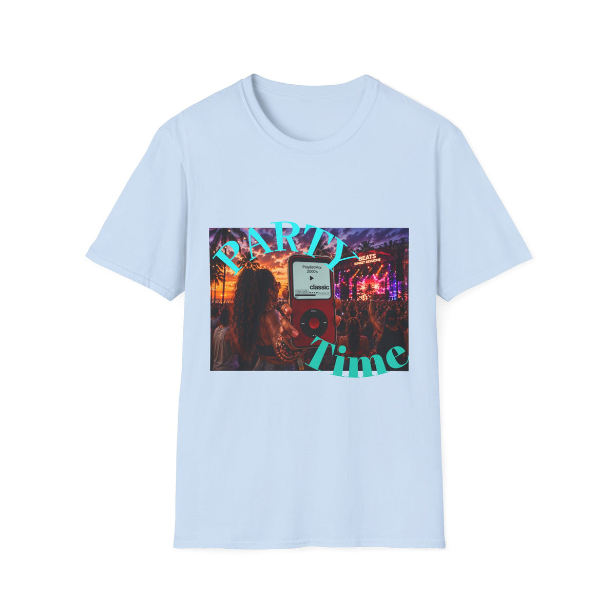 Party Time T-Shirt — Retro Concert Sunset Graphic with 'PARTY' & 'Vibes'