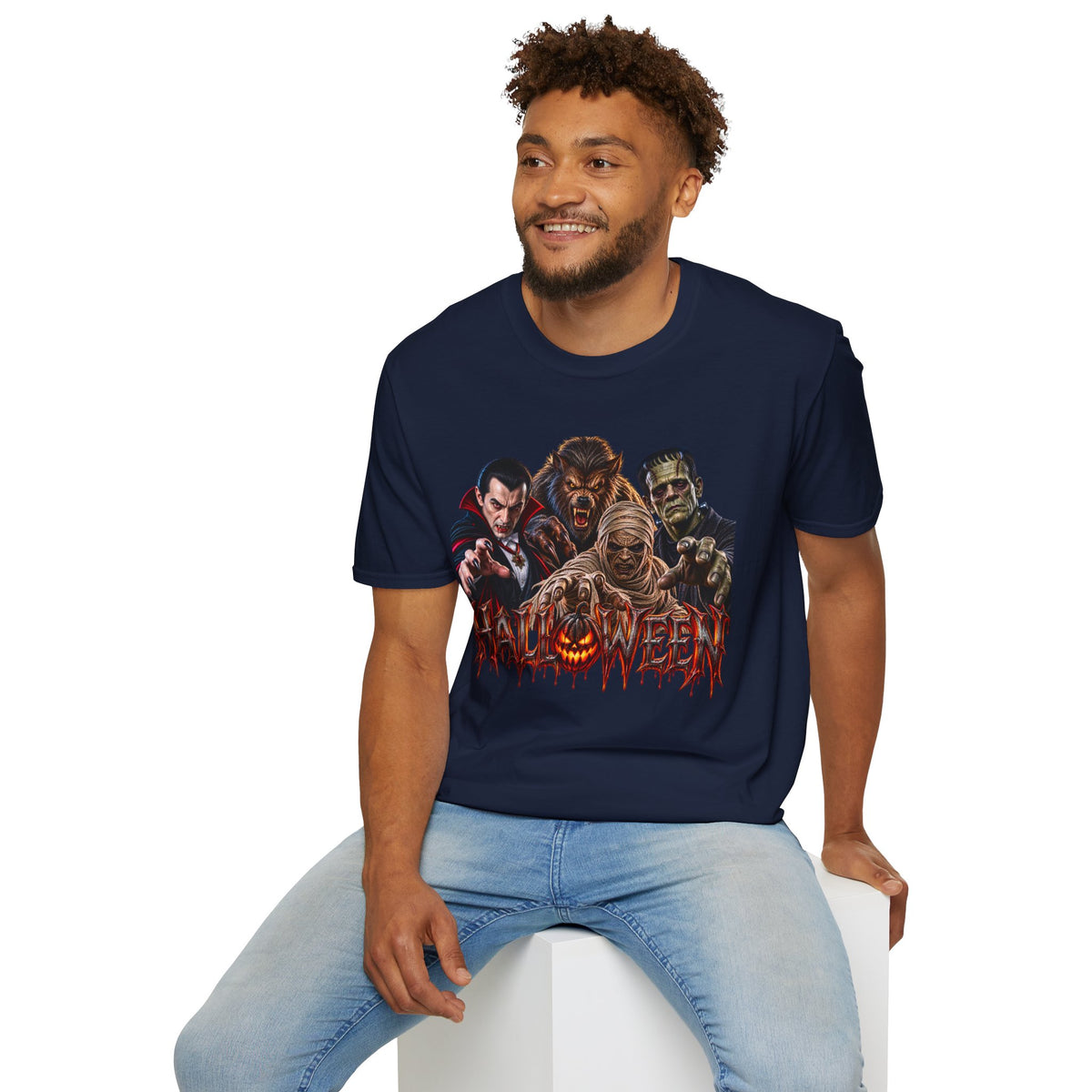 Halloween Classic Monsters T‑Shirt — Dracula, Werewolf, Mummy & Frankenstein Tee