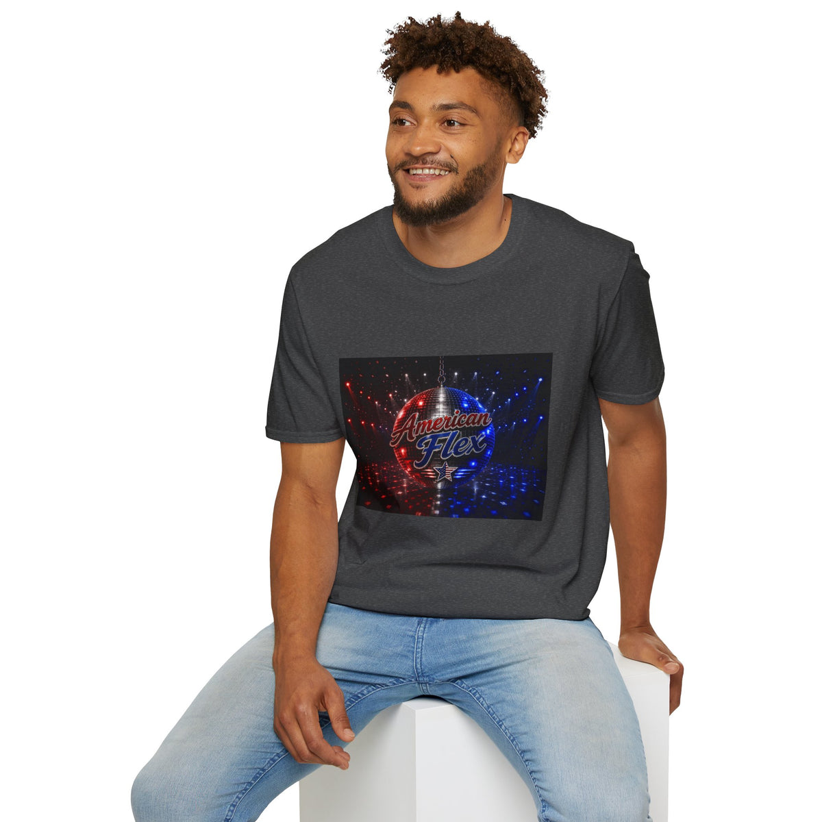 American Flex v2 T-Shirt — Patriotic Disco Graphic Tee